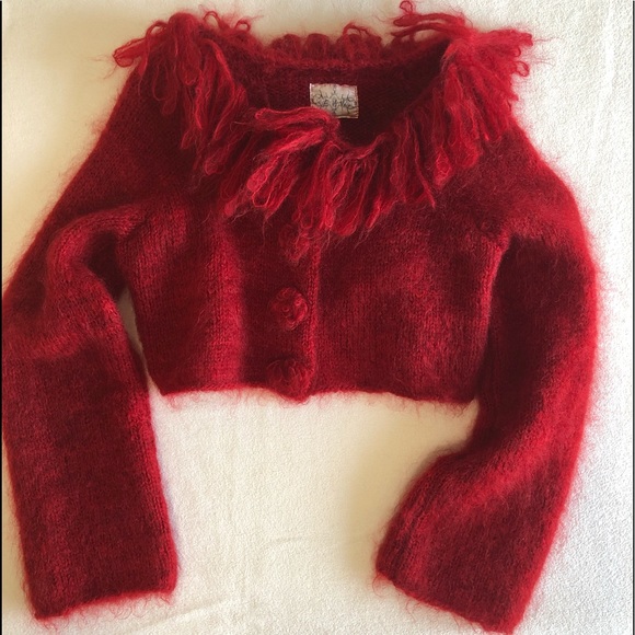 Sweaters - Red cropped mohair sweater OS